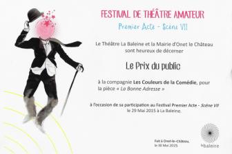 Prix du public au festival de théâtre amateur d'Onet-le-Château le 29 mai 2015